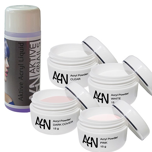 Basicset Acryl Lufttrocknendes Acryl Liquid plus 4 Dosen &aacute; 15g Acryl Pulver in verschiedenen Farben f&uuml;r k&uuml;nstliche Fingern&auml;gel