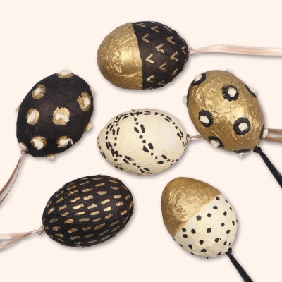 Inizio Design Ostereier schwarz / gold / creme