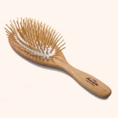 Haarbürste Buche, oval, groß, mit langen Holzstiften
