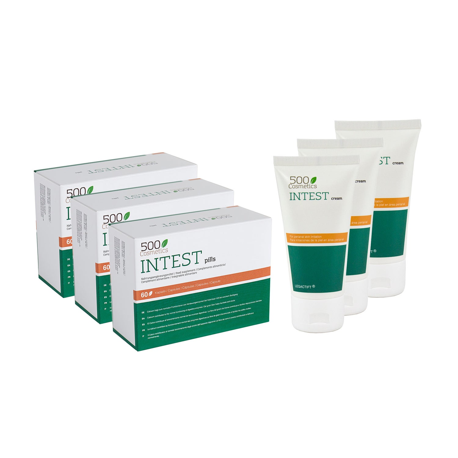 500Cosmetics Packs Intest Triplo Hemorroides 60Caps+Crema 75ml