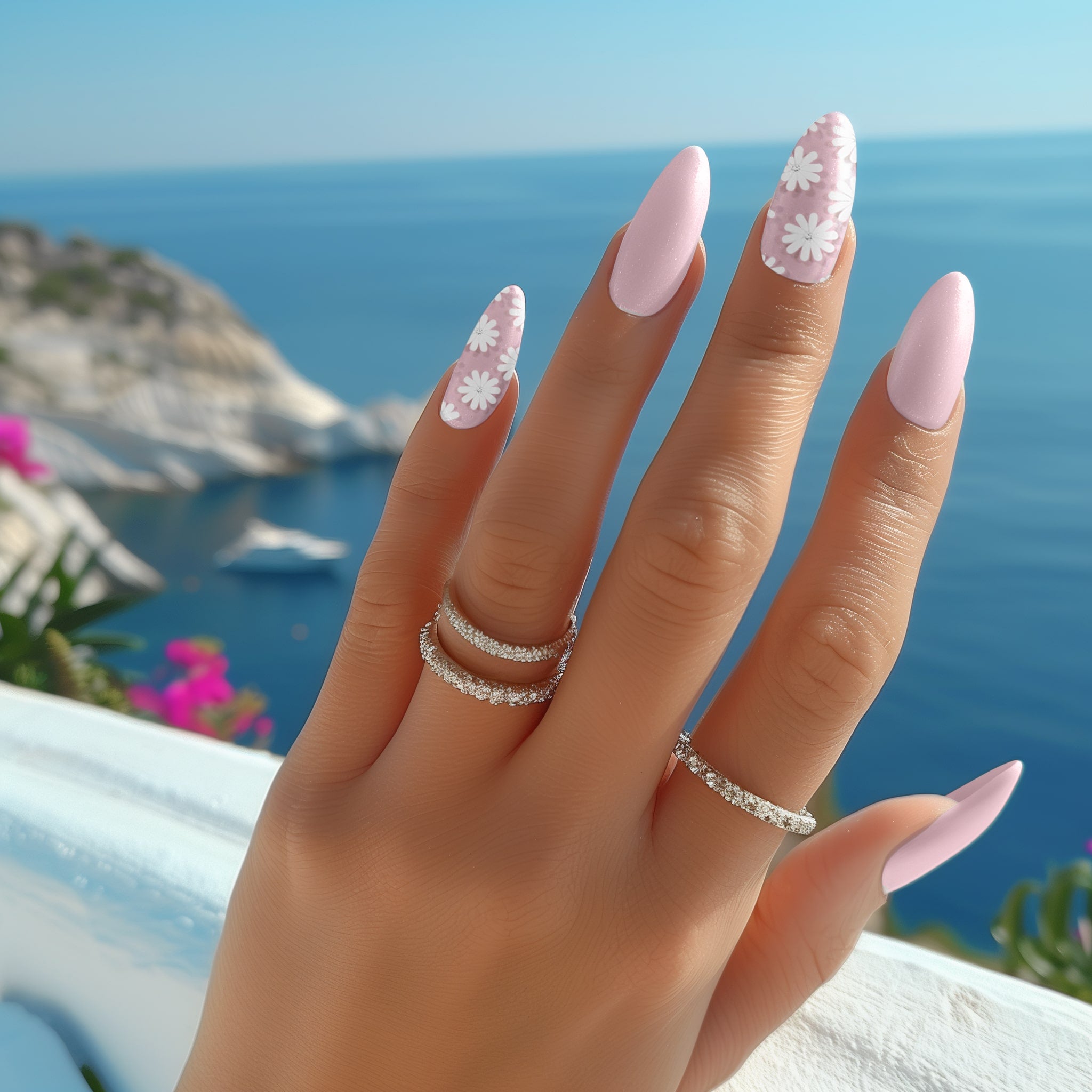 Gel Nail Strip Blushing Daisy