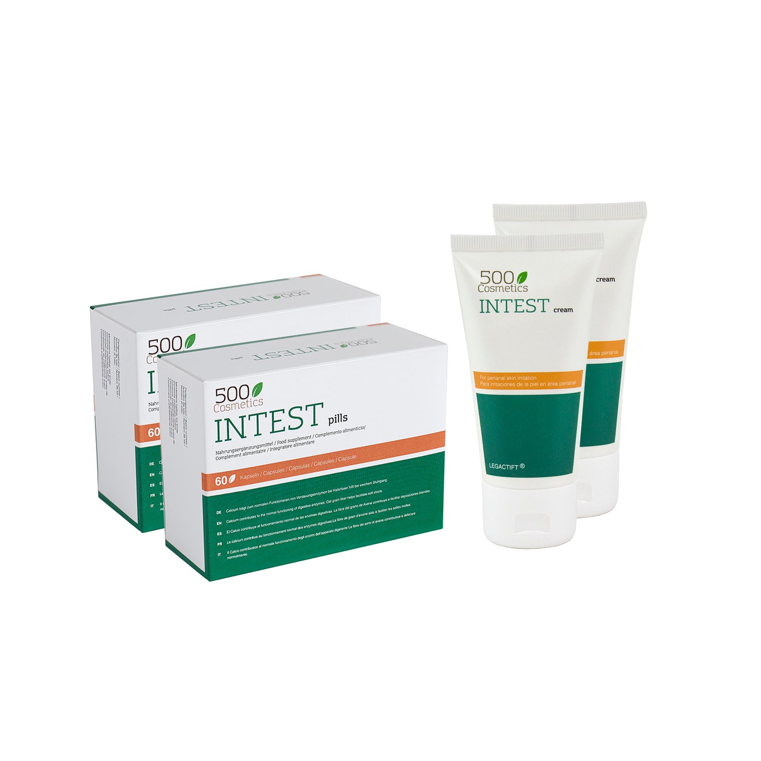 500Cosmetics Packs Intest Duplo Hemorroides 60Caps+Crema 75ml