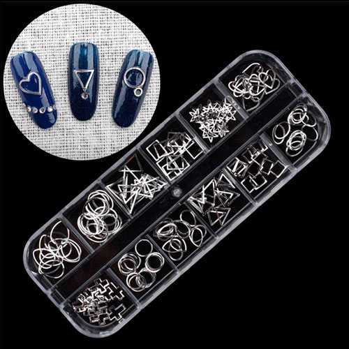 Einlegemotive Silber in verschiedenen Formen zum Einlegen in UV-Gel oder Nagellack