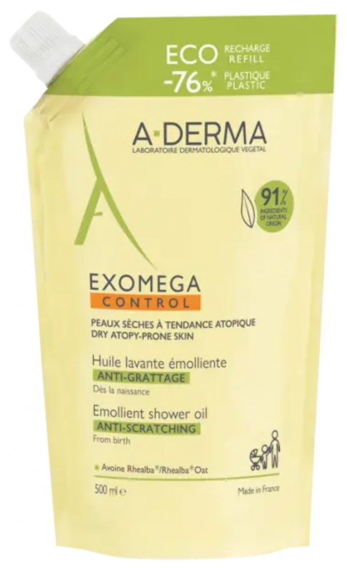 A-DERMA Exomega Control Erweichendes Anti-Kratz-Waschöl Nachfüllpackung 500 ml