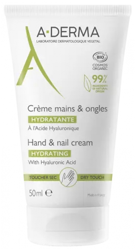 A-DERMA Feuchtigkeitsspendende Bio-Hand- & Nagelcreme 50 ml