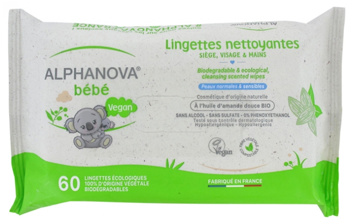 Alphanova Baby Reinigungstücher Normale & Empfindliche Haut 60 Tücher