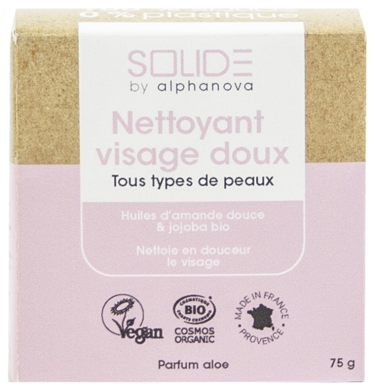 Alphanova Solide Sanfte Gesichtsreinigung mit Aloe Bio Parfum 75 g