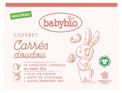 Babybio Carrés Doudou Set 12 Waschbare Bio-Baumwolltüchern