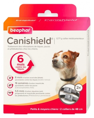 Beaphar Canishield Kleine und Mittlere Hundehalsbänder 2 Halsbänder