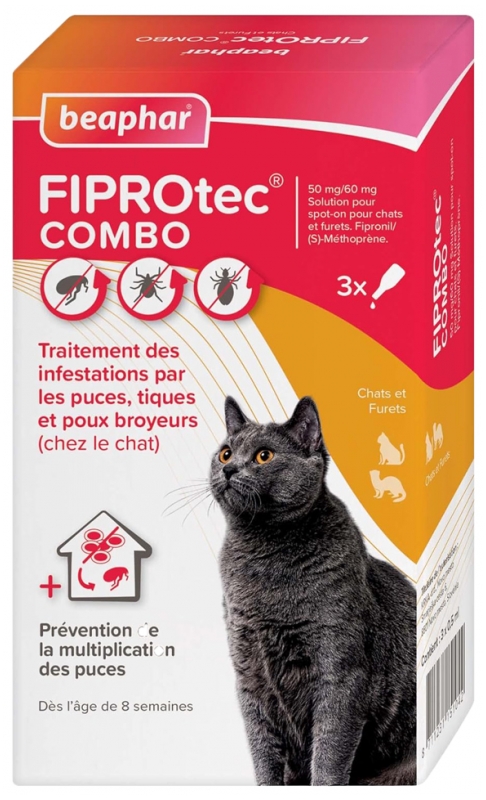 Beaphar Fiprotec Combo 50/60 mg Spot-on Solution Ferrets 3 Pipetten à 0,50 ml