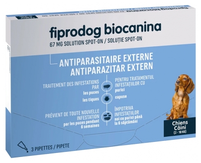 Biocanina Fiprodog 67 mg Spot-On Lösung Kleine Hunde 3 Pipetten à 0,67 ml