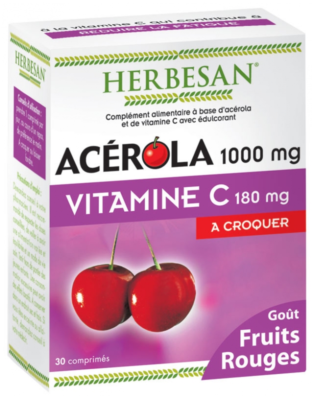Herbesan Acerola 1000 mg Vitamin C 180 mg 30 Kautabletten