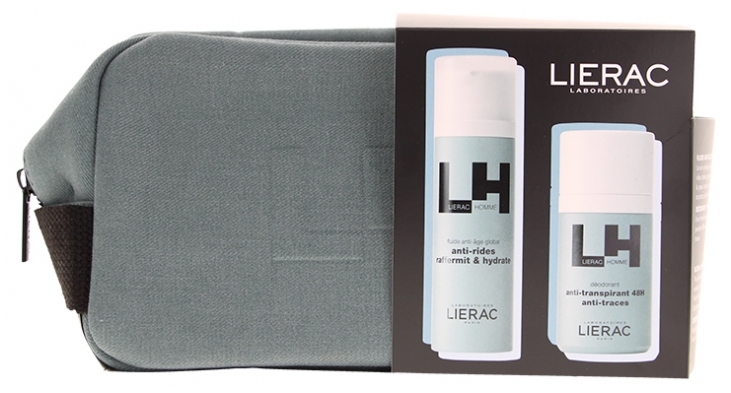 Lierac Homme Global Anti-Ageing Fluid 50 ml + Anti-Transpirant 48H Anti-Traces Deodorant 50 ml + Geschenktes Etui