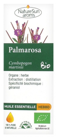 NatureSun Aroms Palmarosa Ätherisches Öl (Cymbopogon Martinii) Bio 10 ml