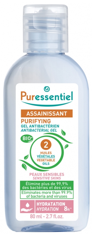 Puressentiel Sanitisationsmittel Antibakterielles Gel mit 2 Pflanzlichen Ölen 80 ml