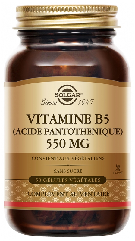Solgar Vitamin B5 (Panthotensäure) 550 mg 50 Pflanzliche Kapseln