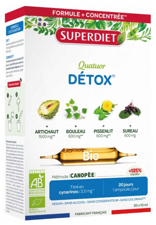 Superdiet Quatuor Bio Entwässerung 20 Ampullen