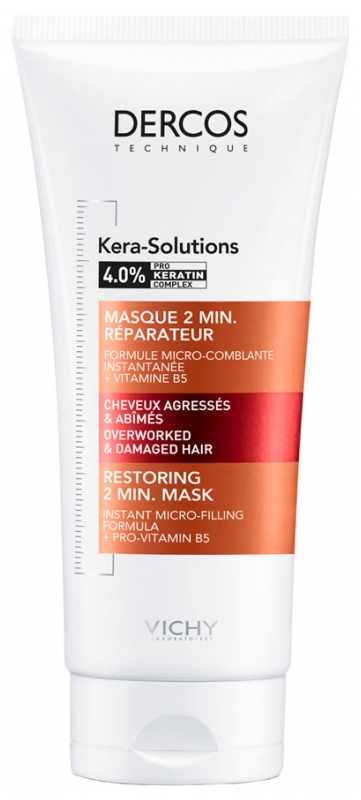 Vichy Dercos Kera Solutions 2 Min Mask Reparatur Angegriffene und Beschädigte Haare 200 ml