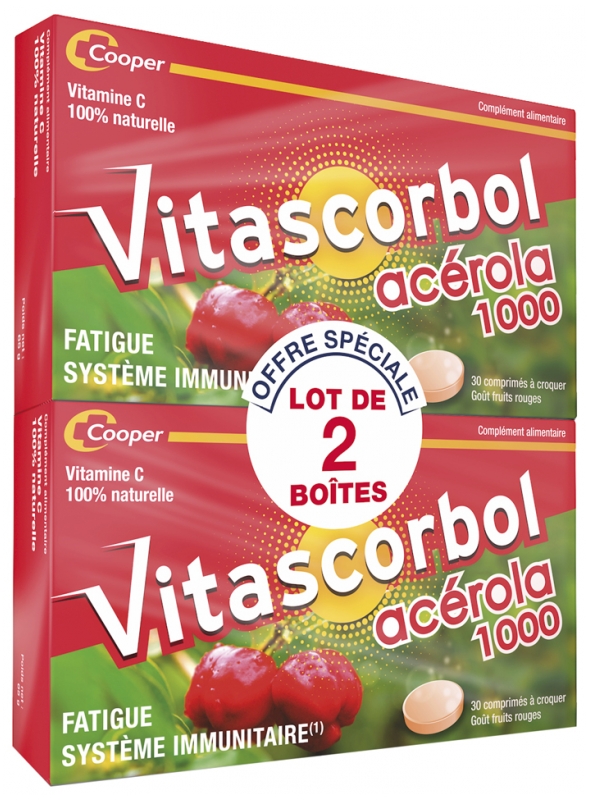 Vitascorbol Acerola 1000 Packung von 2 x 30 Kautabletten