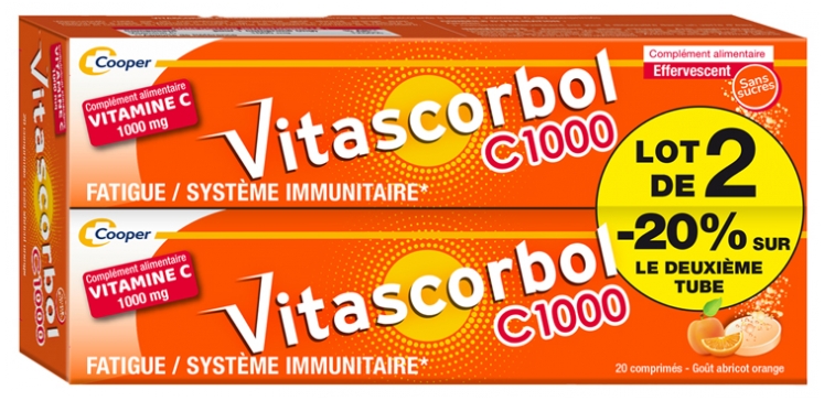 Vitascorbol C1000 Lot 2 x 20 Efferverscent Tablets