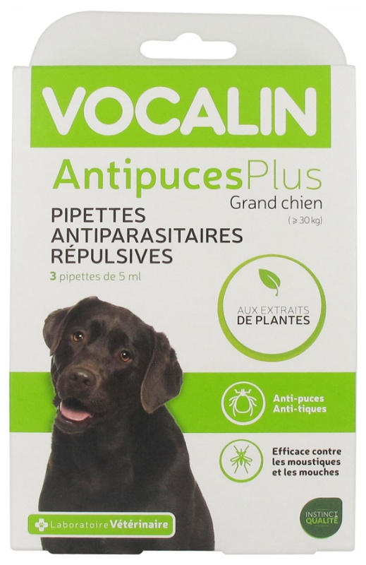 Vocalin FlohschutzPlus Großer Hund Repellent Pipetten Gegen Parasiten 3 Pipetten à 5 ml
